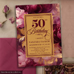 Romantische bordeauxrote Rose 50. Geburtstag Einladung<br><div class="desc">✅ Für passende Artikel suchen Sie 26-50 in meinen Sammlungen ✅ feiern Sie einen Meilenstein in der Stilrichtung mit dieser luxuriösen 50. Geburtstagseinladung mit Bordeaux, Rose, Maroon und tiefgründigen rote Rosen mit eleganten goldenen Blätter. Das boho blumenfarbene Aquarell-Design verbindet romantische Blütenfarben mit reichhaltigem Marsala und Merlot-Tönen und eignet sich somit...</div>