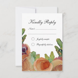 Romantische botanische Hochzeit RSVP Karte
