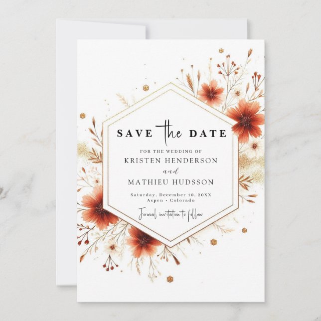 Romantische Botanische Hochzeit Save The Date (Vorderseite)