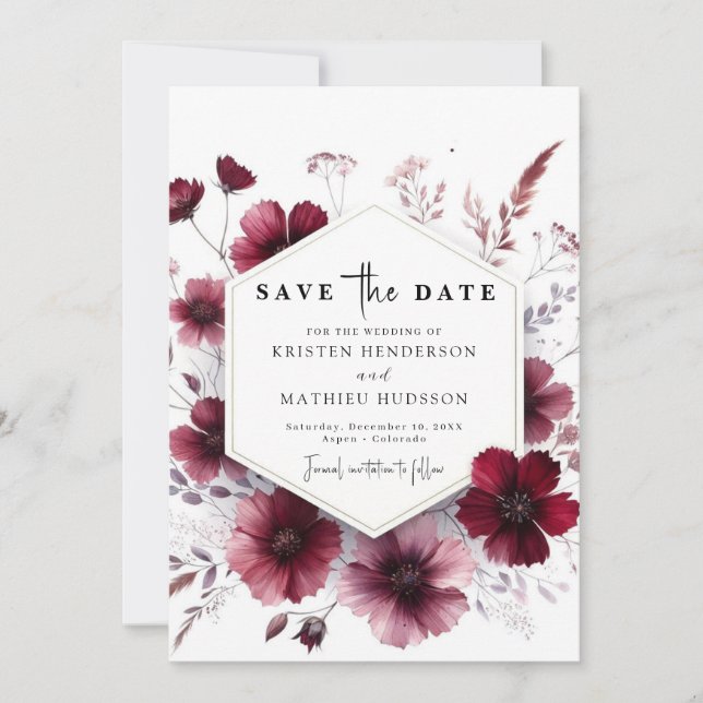 Romantische Botanische Hochzeit Save The Date (Vorderseite)