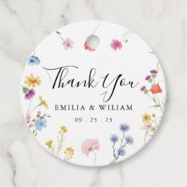 Romantische Botanische Wildblume Hochzeit Geschenkanhänger