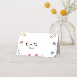 Romantische botanische Wildblume Hochzeit Platzkar Platzkarte