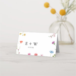 Romantische botanische Wildblume Hochzeit Platzkar Platzkarte