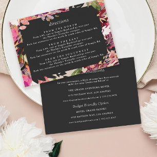 Romantische Bouquet Hot Pink Black Gold Hochzeit Begleitkarte