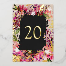 Romantische Bouquet Hot Pink Black Gold Tischnumme