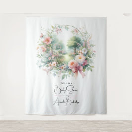 Romantische Bow Floral Baby Dusche Willkommen Wandteppich