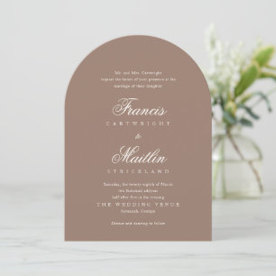 Romantische braune elegante Hochzeit Einladung