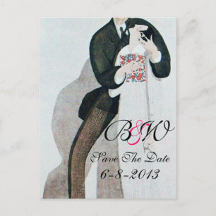 ROMANTISCHE BRAUT & BRÄUTIGAM SAVE THE DATE  MONOG ANKÜNDIGUNGSPOSTKARTE