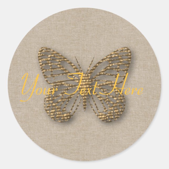 Romantische Brautjungdusche Golden Butterfly Runder Aufkleber (Vorderseite)