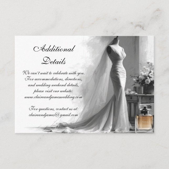 Romantische Bridal Sketch Wedding Card Begleitkarte (Vorderseite)