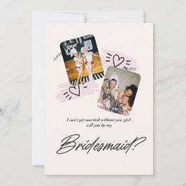 Romantische Bridesmaid-Vorschlagskarte mit zwei Fo Einladung