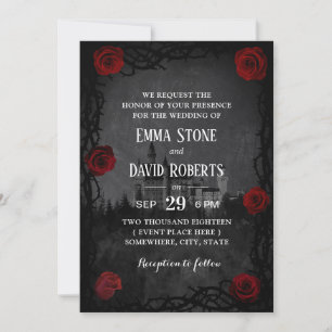 Romantische Burg Rose Thorn Dark Wedding Einladung