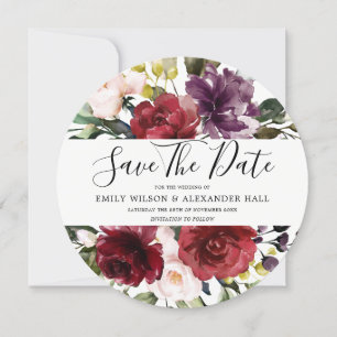 Romantische Burgund-Blume Save The Date