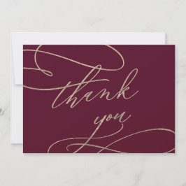 Romantische Burgund Kalligrafie Flat Danke Karte