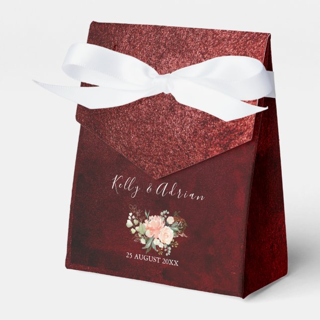 Romantische Burgund Rosa Blütenrosa Rustikale Hoch Geschenkschachtel (Vorderseite)