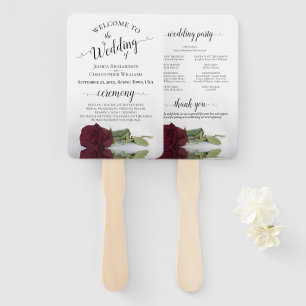 Romantische Burgund-Rose Elegantes Hochzeitsprogra Fächer
