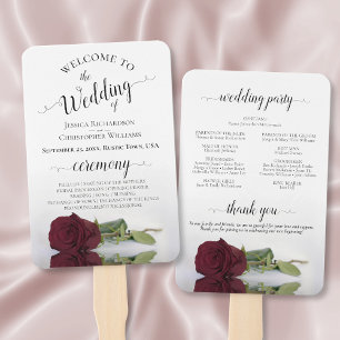 Romantische Burgund-Rose Elegantes Hochzeitsprogra Fächer