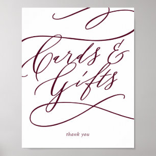 Romantische Burgund Text-Kalligrafie-Karten und Ge Poster