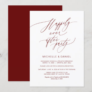 Romantische Burgunder-Schrift, Hochzeits-Elopement Einladung