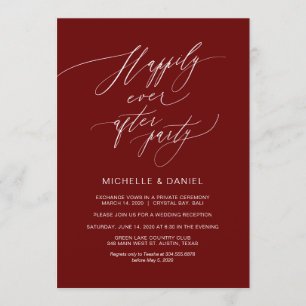 Romantische Burgunder-Schrift, Hochzeits-Elopement Einladung