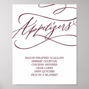 Romantische Burgunder-Text-Hochzeitshäppchen Poster