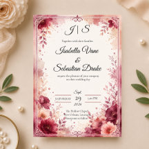 Romantische burgunderrote Florale Hochzeit