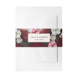 Romantische burgundische Winterhochzeit mit Blumen Einladungsbanderole