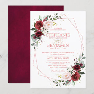 Romantische Burgundy Blush Rose Gold Geometrie Einladung