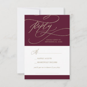 Romantische Burgundy Calligraphy Song RSVP Card