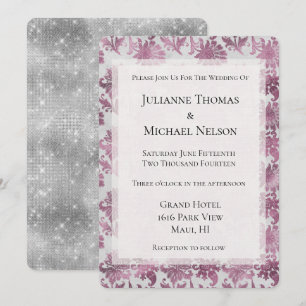 Romantische Burgundy Red Silver Floral Wedding Einladung