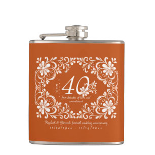 Romantische Burnt Orange 40 Hochzeitanfängerflasch Flachmann