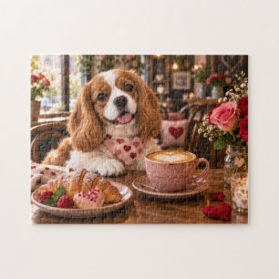 Romantische Café-Spaniel-Illustration