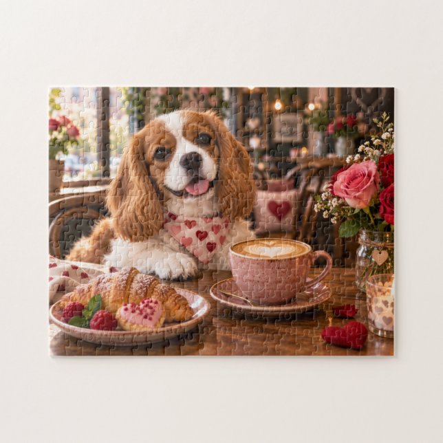 Romantische Café-Spaniel-Illustration (Horizontal)