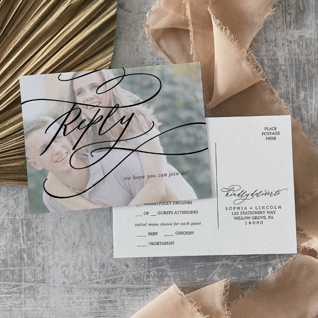 Romantische Calligrafy Foto UAWG Einladungspostkarte (Von Creator hochgeladen)