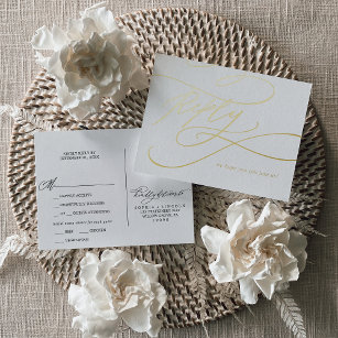 Romantische Calligraphie Gold Foil Male Option UAW Folie Einladungspostkarte