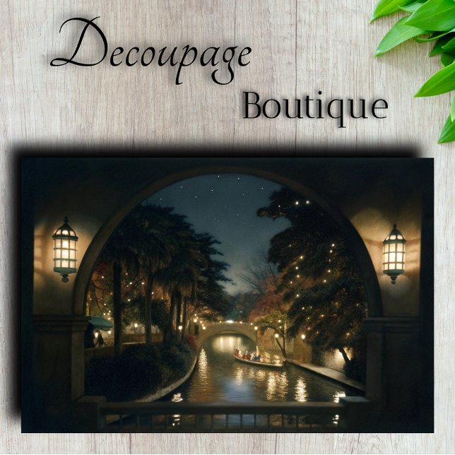 Romantische Canal Night Scene Decoupage Seidenpapier (Romantic Canal Night Scene Decoupage Tissue Paper)