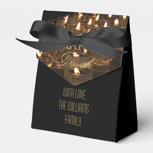 Romantische Candlelight Imitate Gold Script Happy  Geschenkschachtel (Vorderseite)