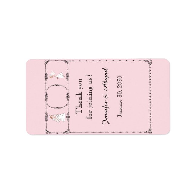 Romantische Cartoon Brides Wedding Lip Balm Label Adressaufkleber (Vorne)
