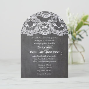 Romantische Chalkboard und Spitzen Elegante Hochze Einladung
