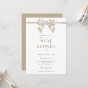 Romantische Champagne Jewel Bow Baby Dusche Einladung