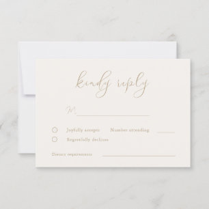 Romantische Champagner- und Goldhochzeit RSVP Karte