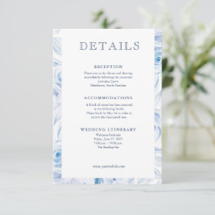 Romantische Chic Classic Blue Floral Enclosure Car Begleitkarte