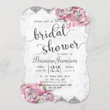 Romantische Chic Peony Lace Bridal Dusche Einladun