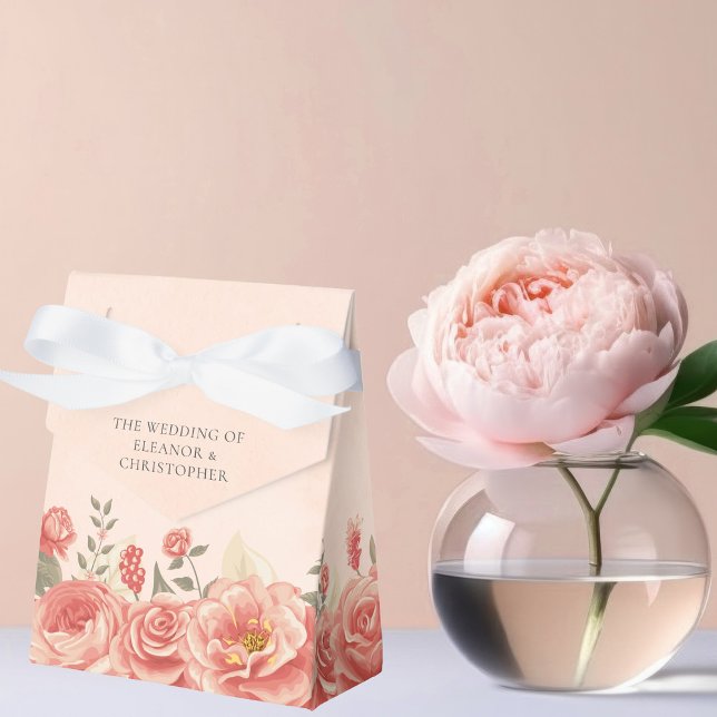 Romantische Coral Floral Rose Peach Garden Hochzei Geschenkschachtel (Von Creator hochgeladen)