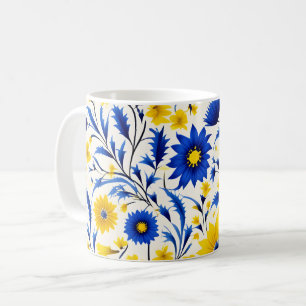 Romantische Cornflower Blau und Gelbe Blüte Kaffeetasse