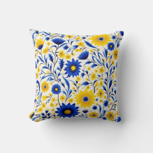 Romantische Cornflower Blau und Gelbe Blüte Kissen