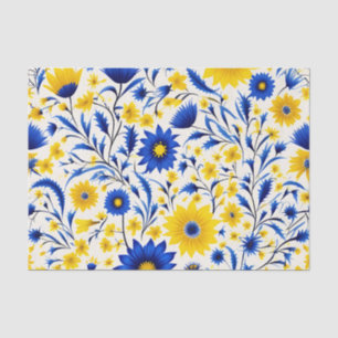 Romantische Cornflower Blau und Gelbe Blüte Seidenpapier