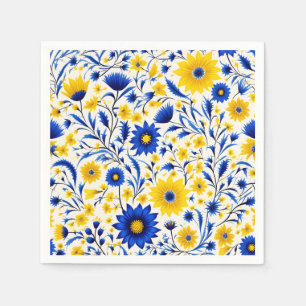 Romantische Cornflower Blau und Gelbe Blüte Serviette