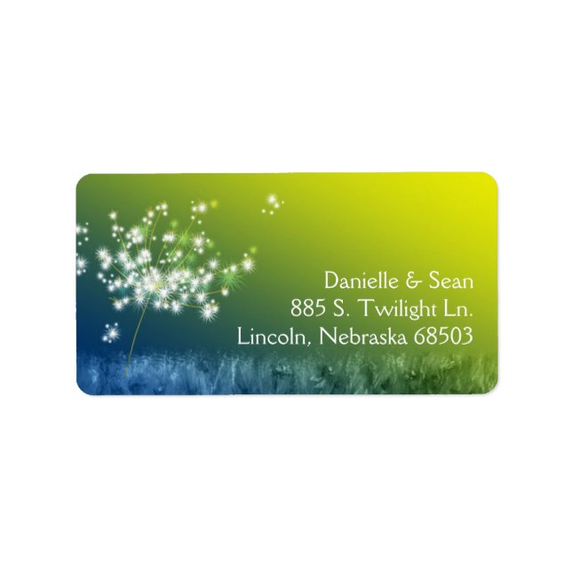 Romantische Country Dandelion Wedding-Adresse Adressaufkleber (Vorne)