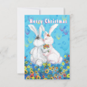 Romantische Couple Bunny Christmas Card Karte